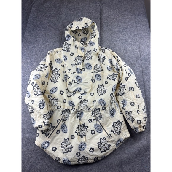 L.L. Bean Jackets & Blazers - VTG L.L. Bean Womens M Blue Cream Parka Pullover/Jacket Floral Shell Coastal
